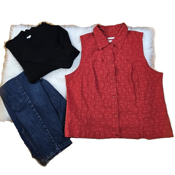 C.J. Banks Button Front Collared Vest Size 1X - Picture 5 of 14